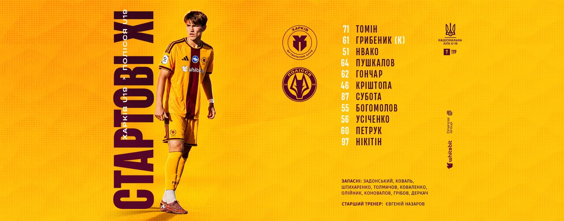 "Харків" U-19 - "Полісся" U-19. Склади команд